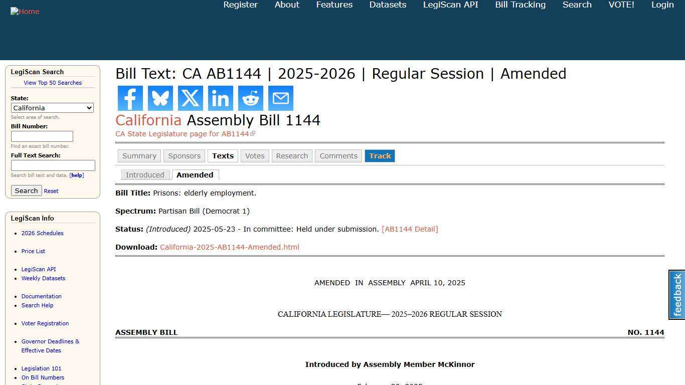 Bill Text: CA AB1144 | 2025-2026 | Regular Session | Amended | LegiScan